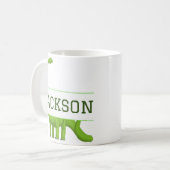 Niedlicher Name Personalisiert Dinosaurier Weiß Kaffeetasse (Vorderseite Links)