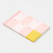 Niedlicher Name Pink Yellow School Weekekly Planne Post-it Klebezettel (angewinkelt)