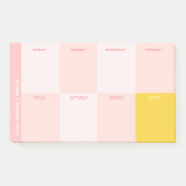 Niedlicher Name Pink Yellow School Weekekly Planne Post-it Klebezettel (Vorderseite)