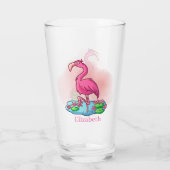 niedlicher Name Rosa Flamingo Glas (Rückseite)