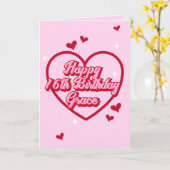 Niedlicher Name Rosa Retro Herz Girly 16. Geburtst Karte (Gelbe Blume)