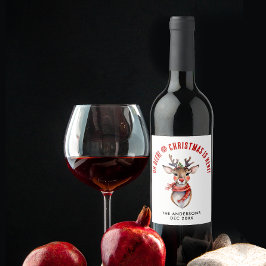 Niedlicher Name Rudolph Rentier Wasserfarbe Weinetikett