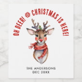 Niedlicher Name Rudolph Rentier Wasserfarbe Weinetikett (Einzelnes Label)