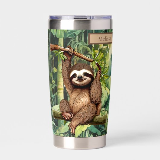 Niedlicher Name Sloth Dschungelfreunde Thermobecher (Vorderseite)