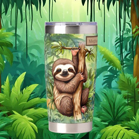 Niedlicher Name Sloth Dschungelfreunde Thermobecher