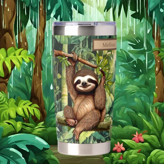 Niedlicher Name Sloth Dschungelfreunde Thermobecher