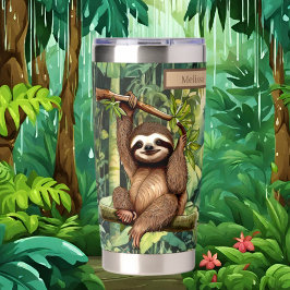 Niedlicher Name Sloth Dschungelfreunde Thermobecher