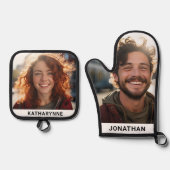 Niedlicher Name und Foto Personalisiert Ofenhandschuh & Topflappen-Set (Vorderseite)