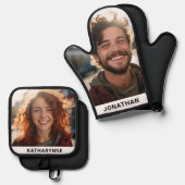 Niedlicher Name und Foto Personalisiert Ofenhandschuh & Topflappen-Set (Vorderseite/Rückseite)
