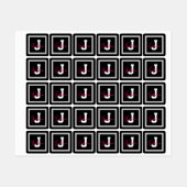 Niedlicher Name und Monogramm | Schwarz-weiße und Etiketten (Blatt)