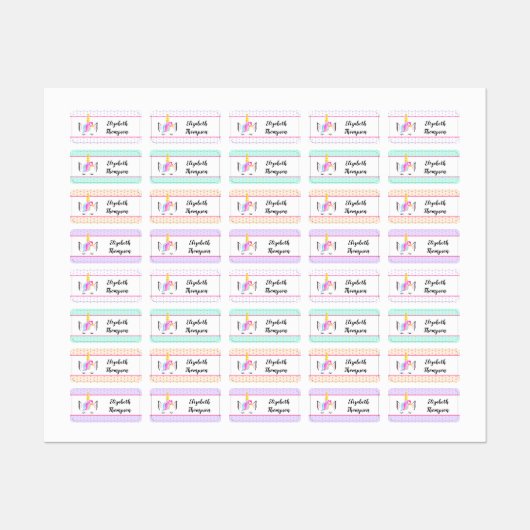 Niedlicher Name Unicoro Bekleidungsmarke Etiketten (Blatt)