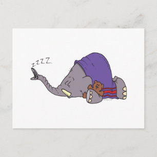 niedlicher Napping schlafender Elefant Cartoon Postkarte