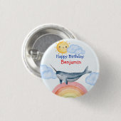 Niedlicher Narwalfisch Einhorn Geburtstagsparty Button (Vorne & Hinten)