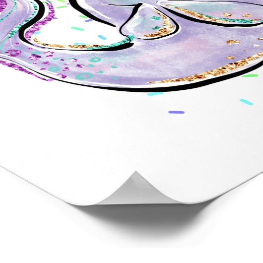 Niedlicher Narwhal Cartoon Kawaii Illustration Nam Poster (Ecke)