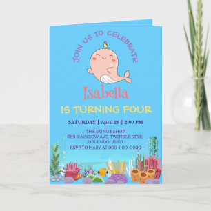 Niedlicher Narwhal Fisch Einhorn Regenbogensee Geb Einladung