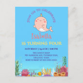 Niedlicher Narwhal Fisch Einhorn Regenbogensee Geb Einladungspostkarte (Vorderseite)