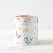 Niedlicher Narwhal Fisch Einhorn Regenbogensee Geb Tasse (Zentrum)