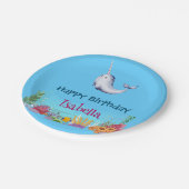 Niedlicher Narwhal Fisch Einhorn Whale See Geburts Pappteller (Schrägansicht)