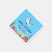 Niedlicher Narwhal Fisch Einhorn Whale See Geburts Serviette (Ecke)