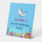 Niedlicher Narwhal Fisch Einhorn Whale See Geburts Sockelschild (Vorderseite)