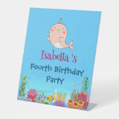 Niedlicher Narwhal Fisch Einhorn Whale See Geburts Sockelschild (Vorderseite)