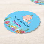 Niedlicher Narwhal Fisch Einhorn Whale See Geburts Untersetzer (angewinkelt)