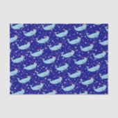 Niedlicher Narwhal in Weihnachtsmannmütze Musterpa Seidenpapier (Vorderseite)