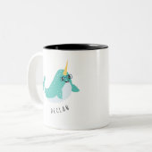Niedlicher Narwhal mit Brille Zweifarbige Tasse (Vorderseite Links)