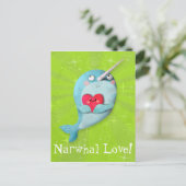 Niedlicher Narwhal mit Herz Postkarte (Stehend Vorderseite)