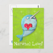 Niedlicher Narwhal mit Herz Postkarte (Vorne/Hinten)
