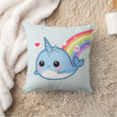 Niedlicher Narwhal und Regenbogen Kissen (Decke)