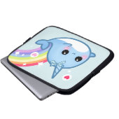 Niedlicher Narwhal und Regenbogen Laptopschutzhülle (Vorne Knopf)