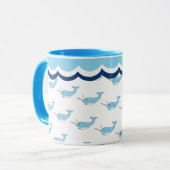 Niedlicher Narwhal-Whale-Kaffee Tasse (Vorderseite Links)
