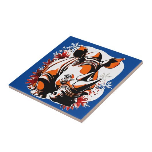 Niedlicher Nashorn Fliese (Seite)