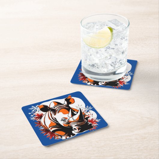 Niedlicher Nashorn Rechteckiger Pappuntersetzer (Vor Ort)