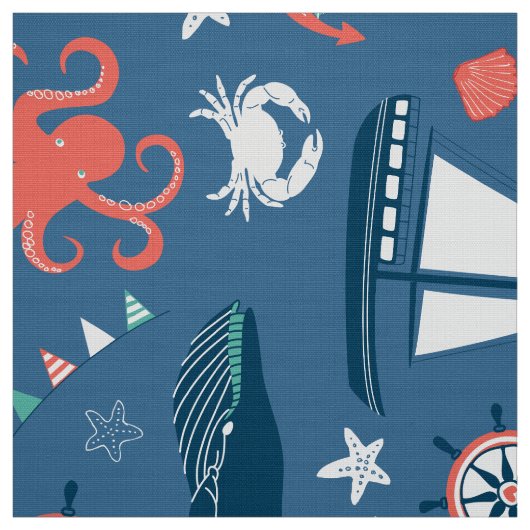 Niedlicher nauscher Muster Navy Blue Background Stoff (Muster)