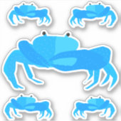 Niedlicher Nautic Cartoon Blue Crabs Water Flasche Aufkleber (Vorderseite)