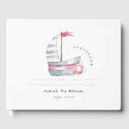 Niedlicher Nautic Soft Red Blue Sailboat Kindergeb Gästebuch