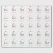 Niedlicher Nautic Soft Red Blue Sailboat Kindergeb Geschenkpapier (Flach)