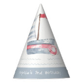Niedlicher Nautic Soft Red Blue Sailboat Kindergeb Partyhütchen (Vorderseite)