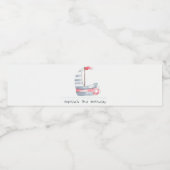 Niedlicher Nautic Soft Red Blue Sailboat Kindergeb Wasserflaschenetikett (Einzelnes Label)