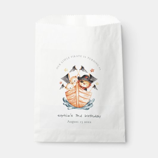 Niedlicher Nautical Pirate Ship Lion Cub Kindergeb Geschenktütchen (Vorderseite)