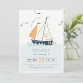 Niedlicher Nautical Sailboat Pastel Kindergeburtst Dankeskarte (Stehend Vorderseite)