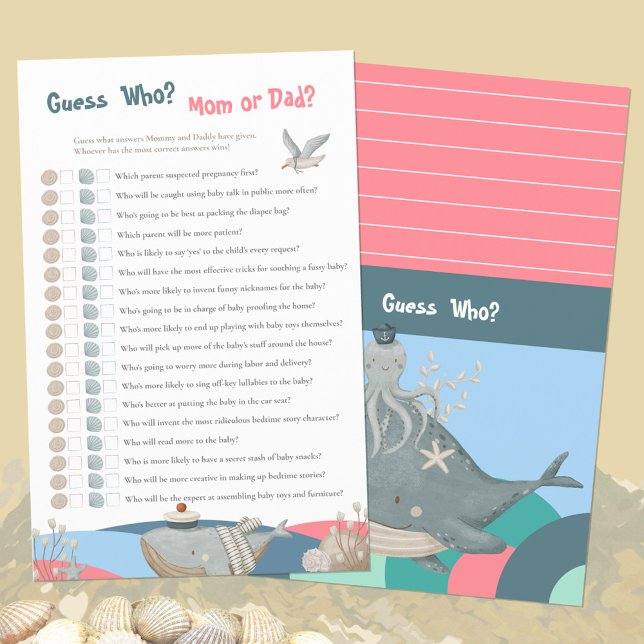 Niedlicher Nautiker, der das Baby Duschspiel pink  (Cute Nautical Guess Who Pink Baby Shower Game ©Susanne Sachers - Sunny Mind Design 🌞)