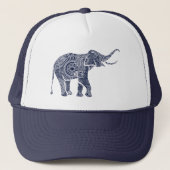 Niedlicher Navy Blue Floral Elephant Truckerkappe (Vorderseite)