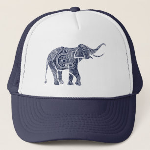 Niedlicher Navy Blue Floral Elephant Truckerkappe