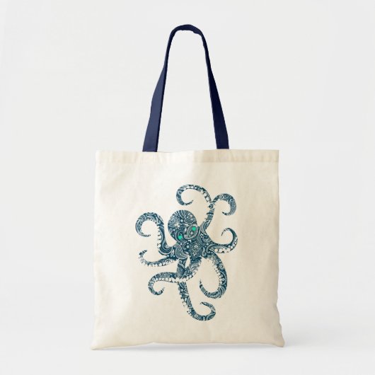 Niedlicher Navy Blue Octopus Weißer Palisley Overl Tragetasche (Vorne)