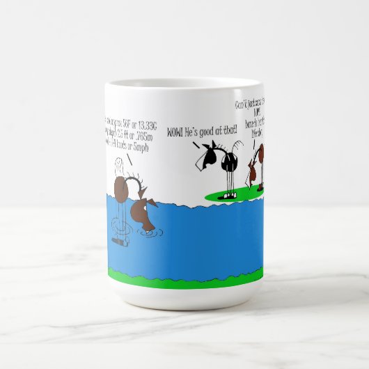 Niedlicher Nebenfluss-Überfahrt-PferdeCartoon Kaffeetasse (Mittel)