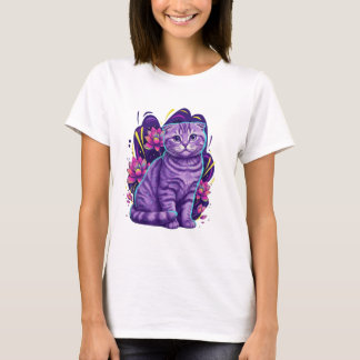 Niedlicher Neon Cat Fantasy Art T-Shirt