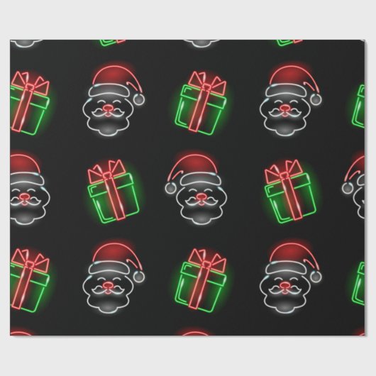 Niedlicher Neon Santa und präsentiert Wrapping Pap Geschenkpapier (Flach)